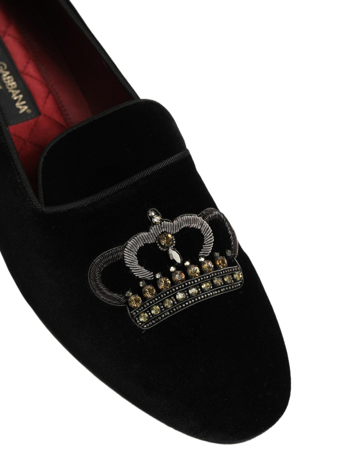 Black Crown Embellished Men Loafers Shoes
