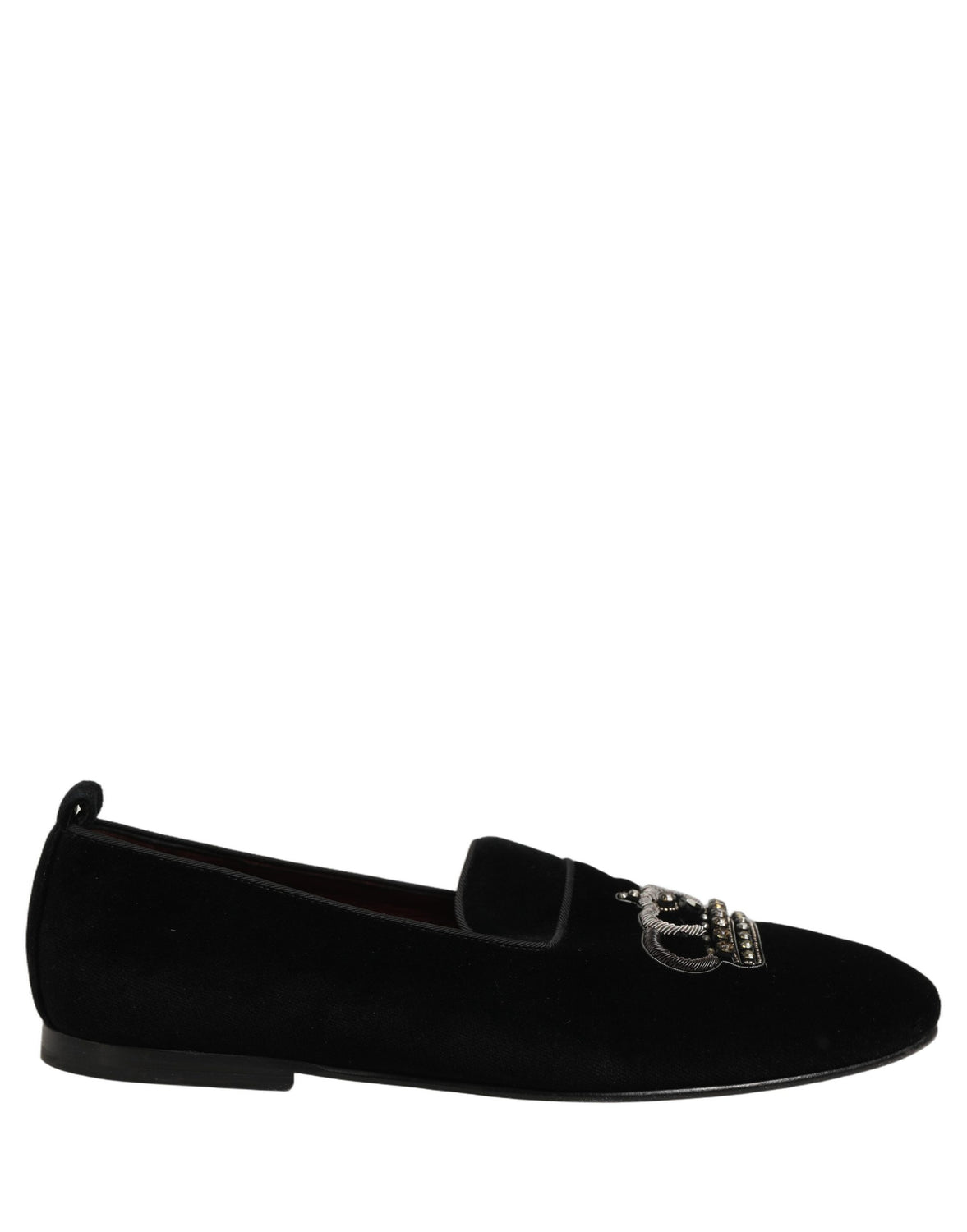 Black Crown Embellished Men Loafers Shoes