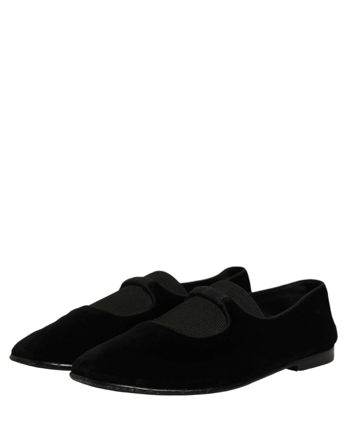 Black Velvet Slip On Slippers Loafers Shoes