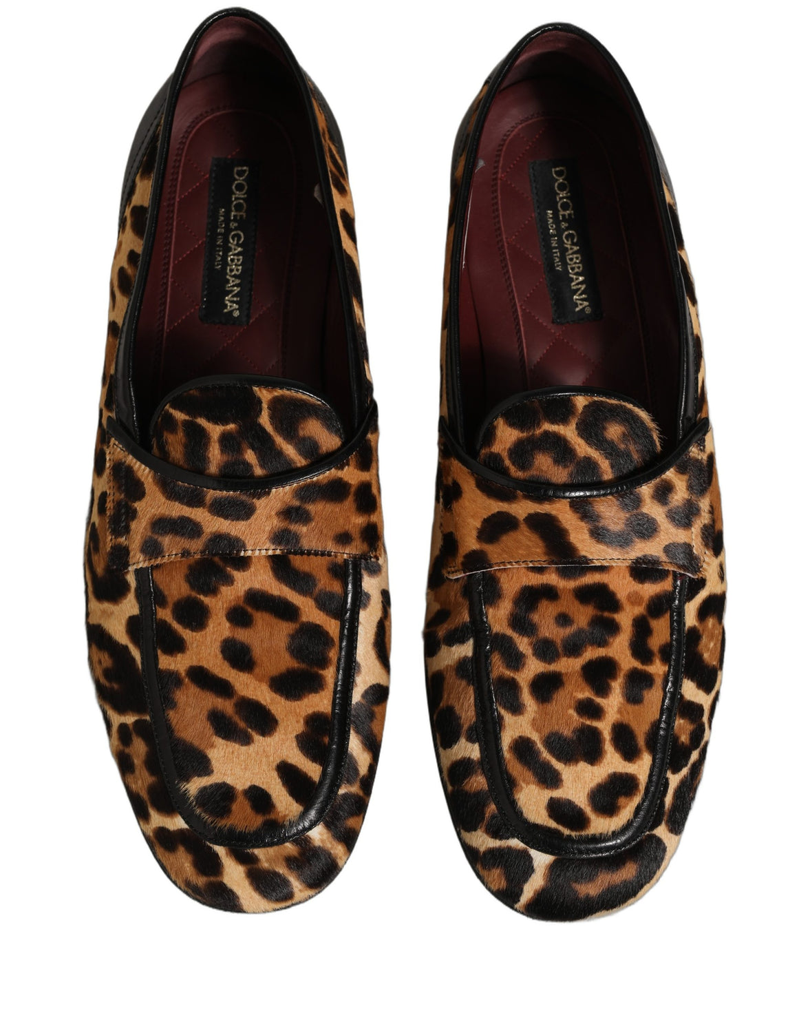 Brown Leopard Calf Hair Flats Loafers Shoes
