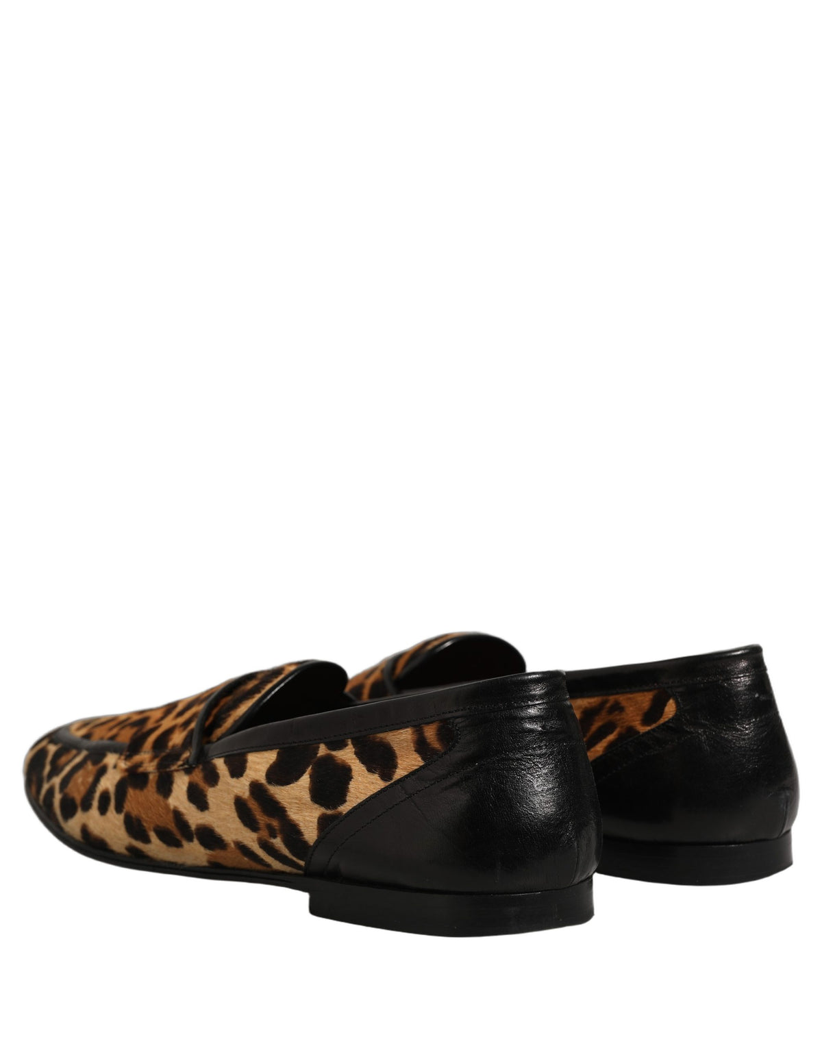 Brown Leopard Calf Hair Flats Loafers Shoes