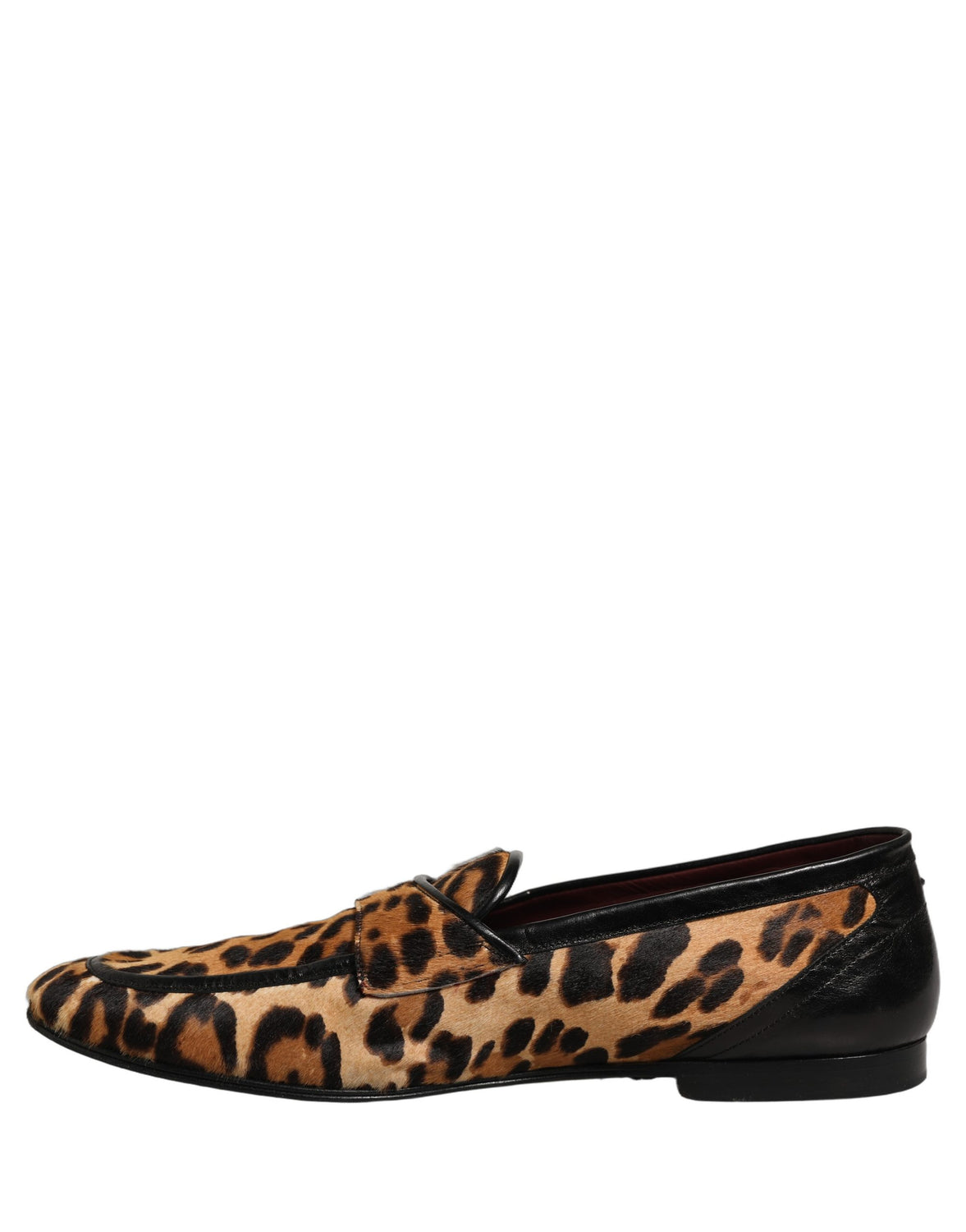 Brown Leopard Calf Hair Flats Loafers Shoes