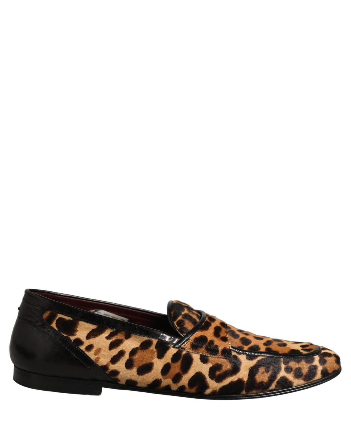 Brown Leopard Calf Hair Flats Loafers Shoes
