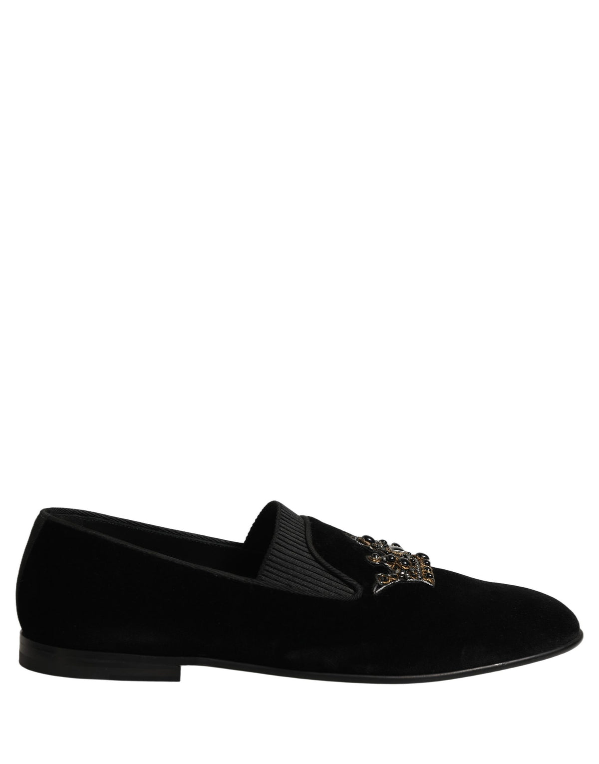 Black Crown Embellished Men Loafers Shoes