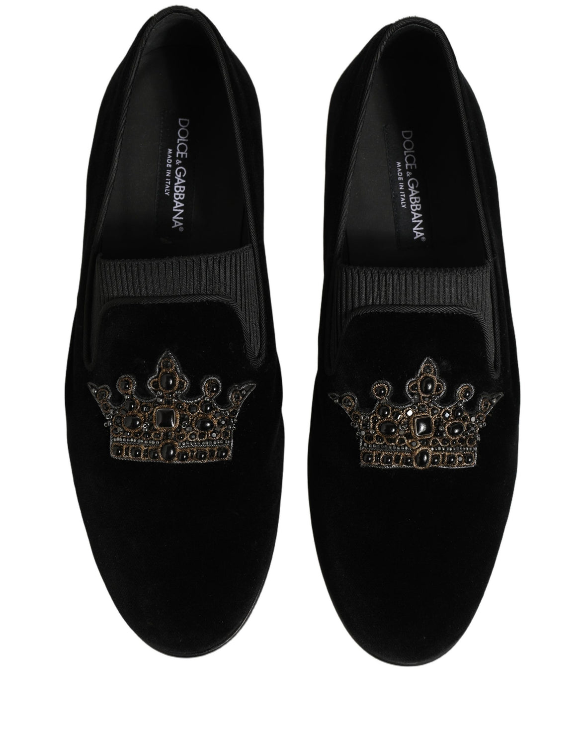 Black Crown Embellished Men Loafers Shoes