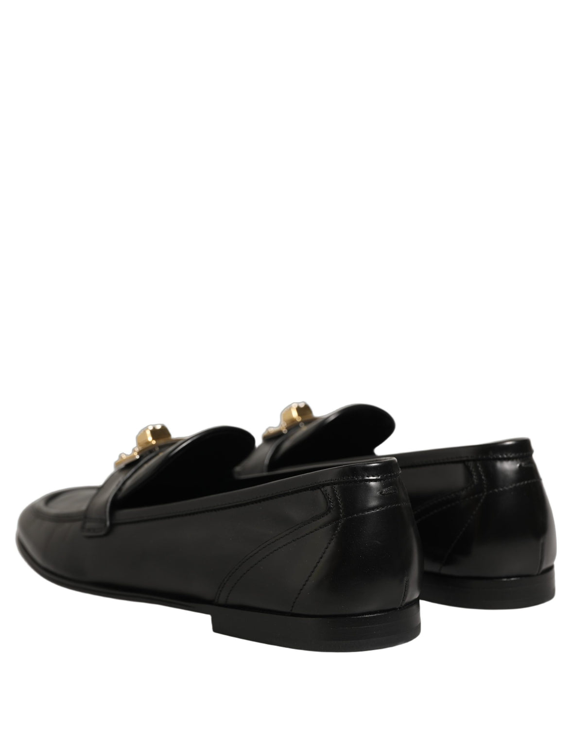 Black Leather Logo Plaque Men Loafers Shoes