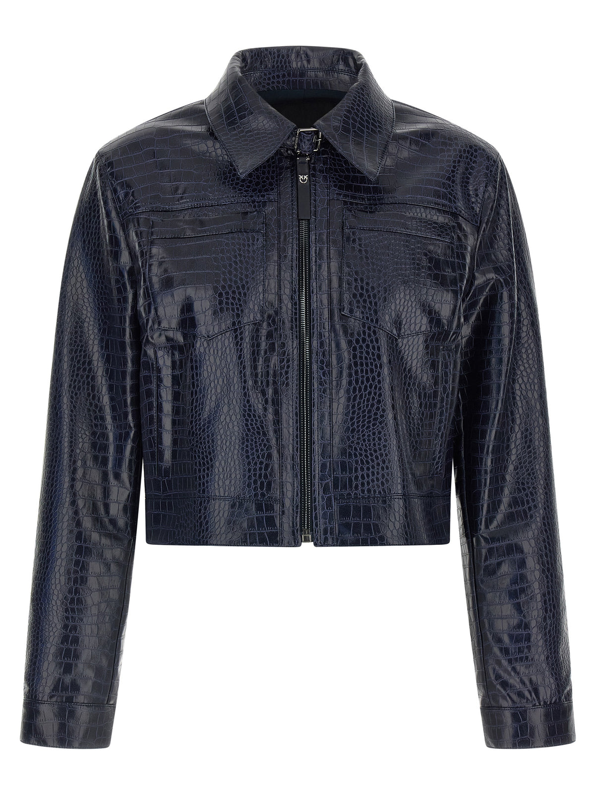Blue Viscose Leather Jacket
