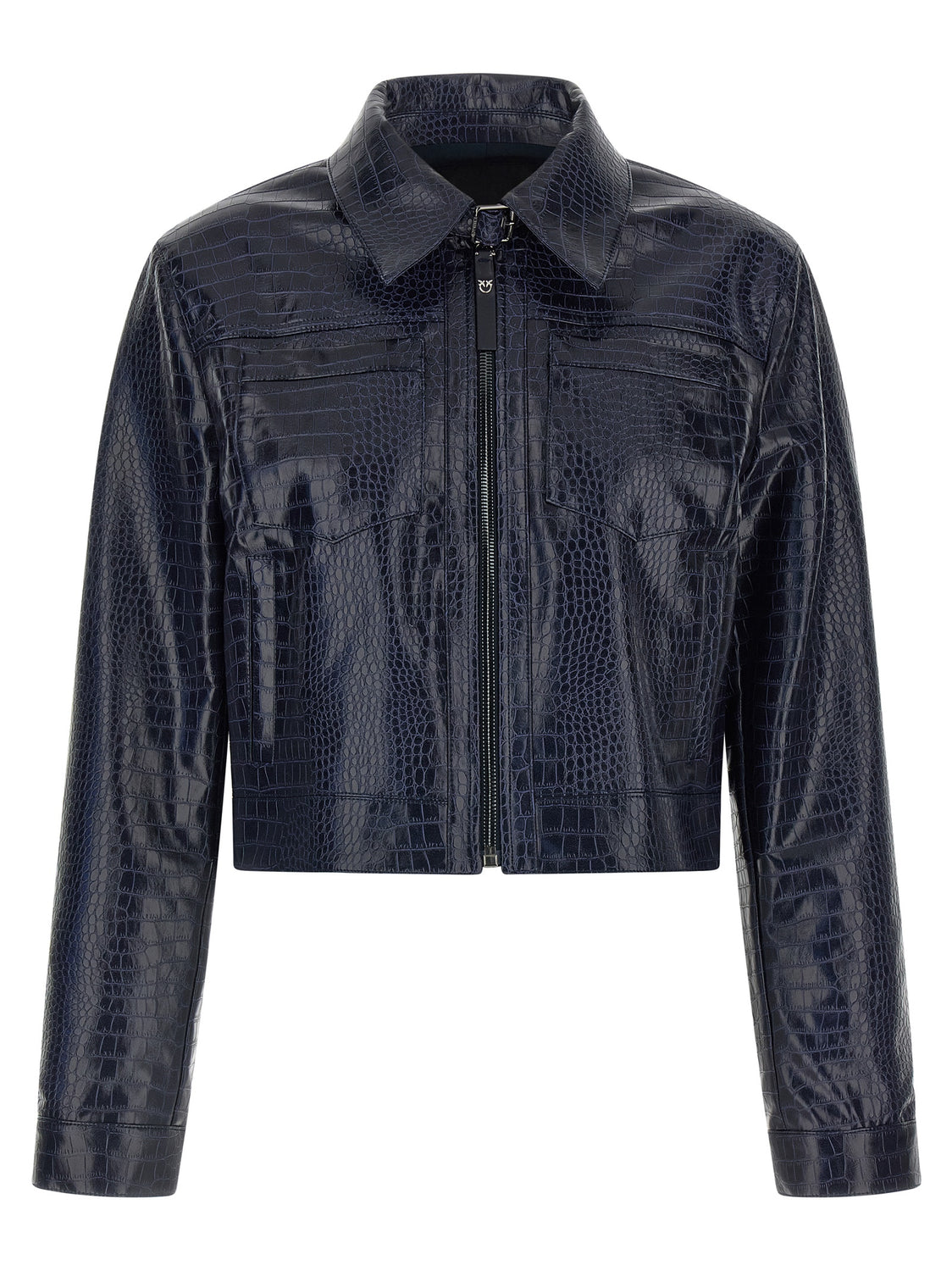 Blue Viscose Leather Jacket