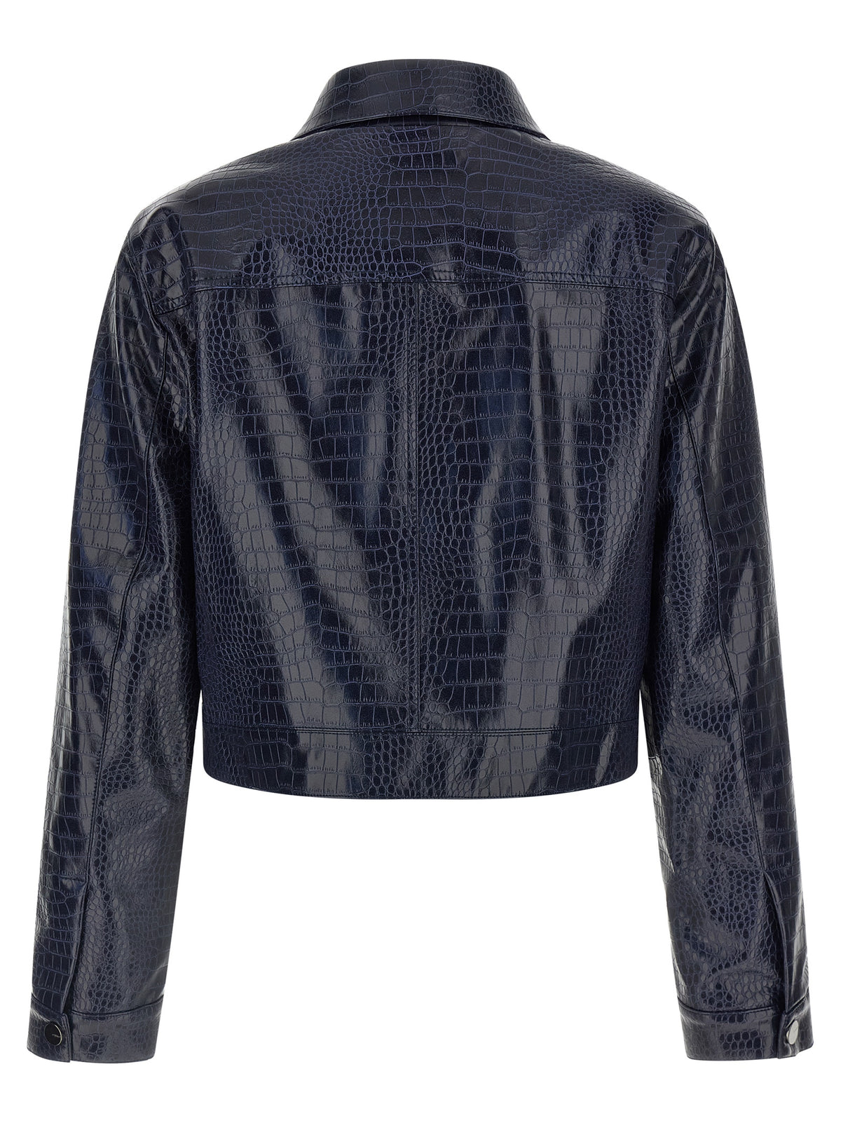 Blue Viscose Leather Jacket