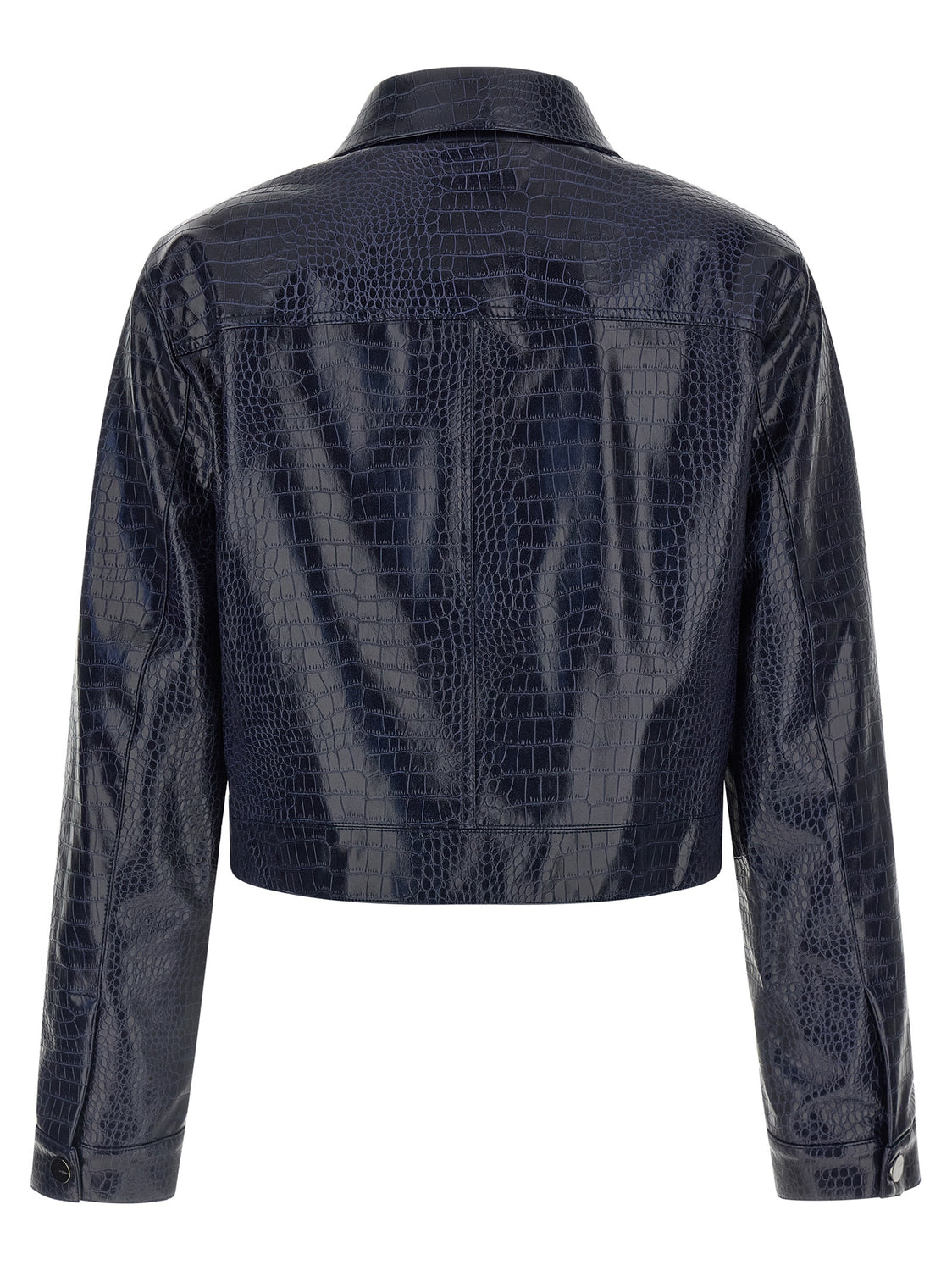 Blue Viscose Leather Jacket