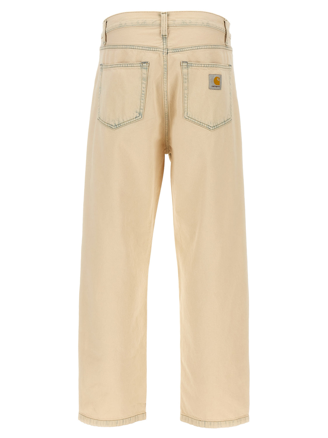 Beige Cotton Straight-Leg Jeans
