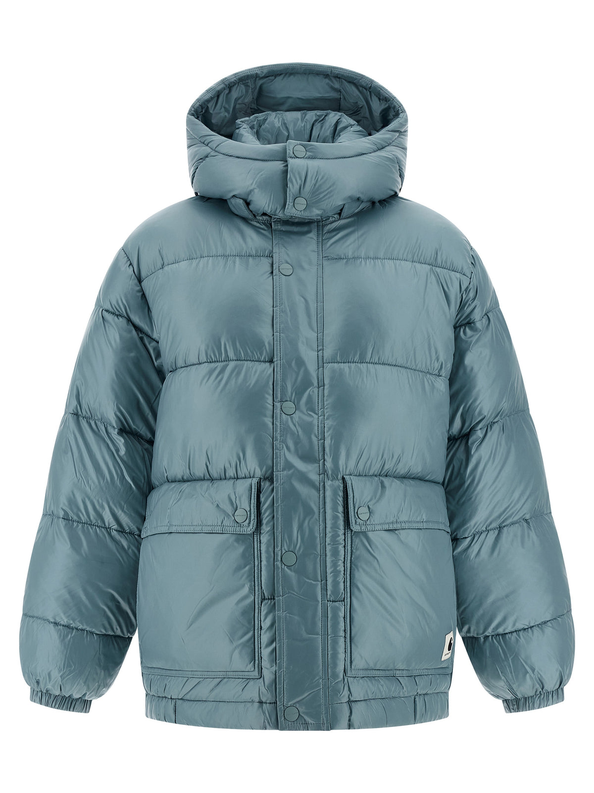 Blue Polyester Full-Length Jacket