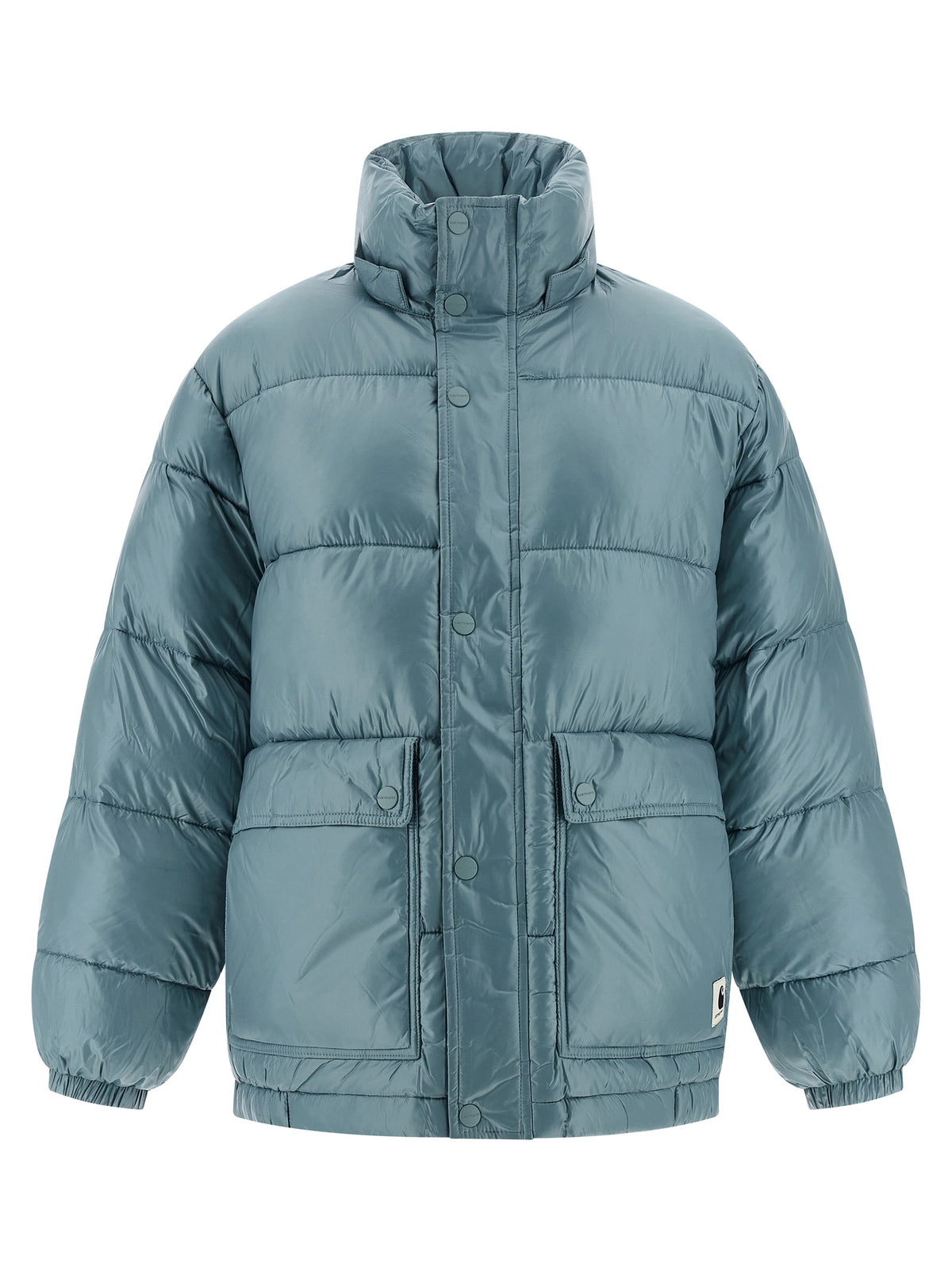 Blue Polyester Full-Length Jacket