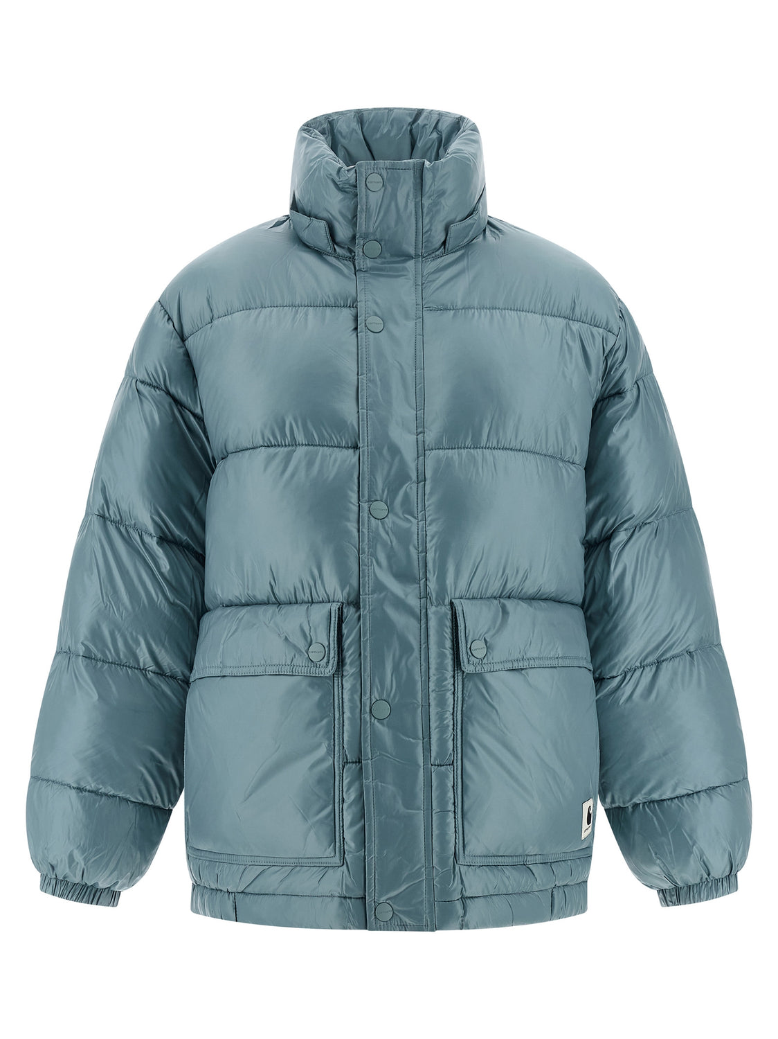 Blue Polyester Full-Length Jacket
