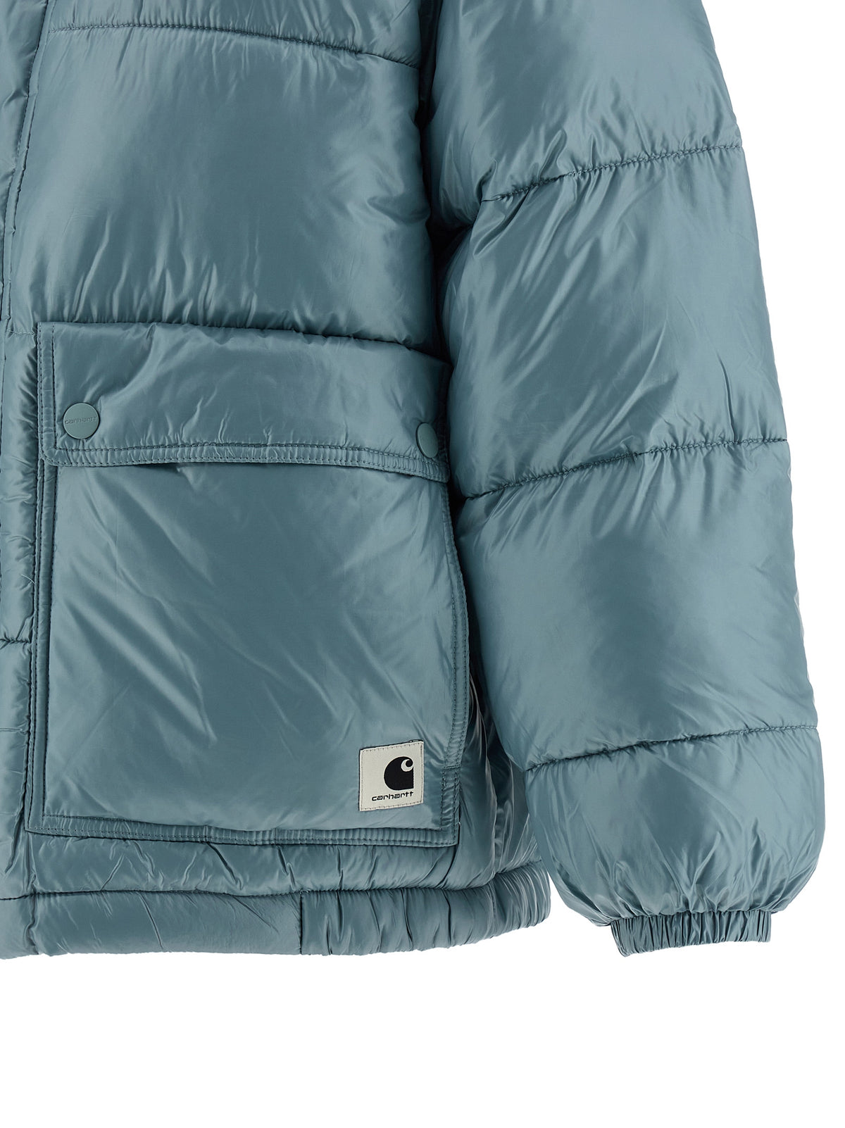 Blue Polyester Full-Length Jacket
