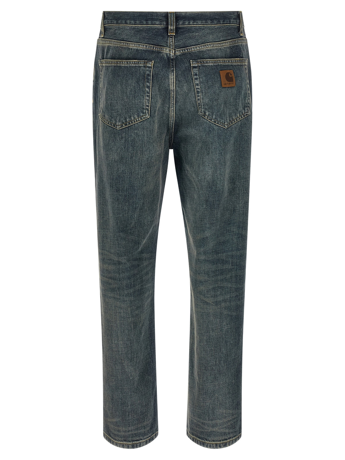 Gray Cotton Straight-Leg Jeans