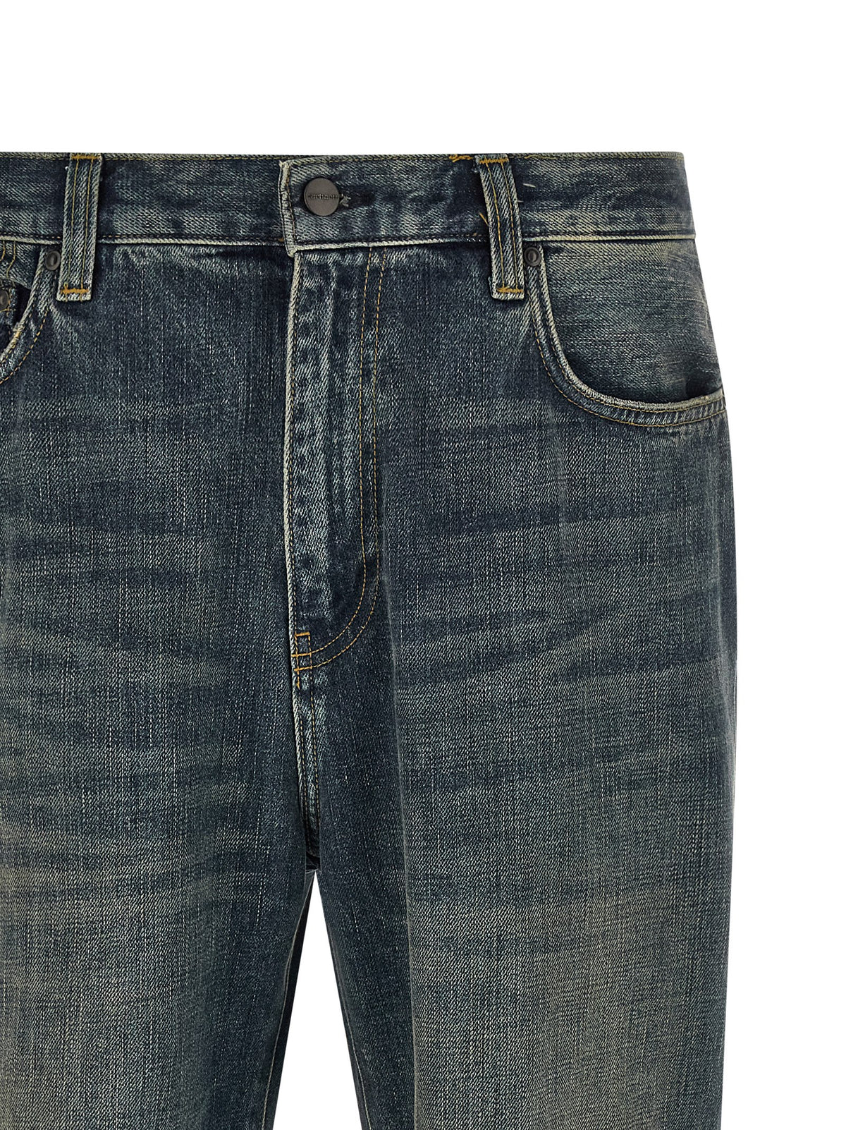 Gray Cotton Straight-Leg Jeans