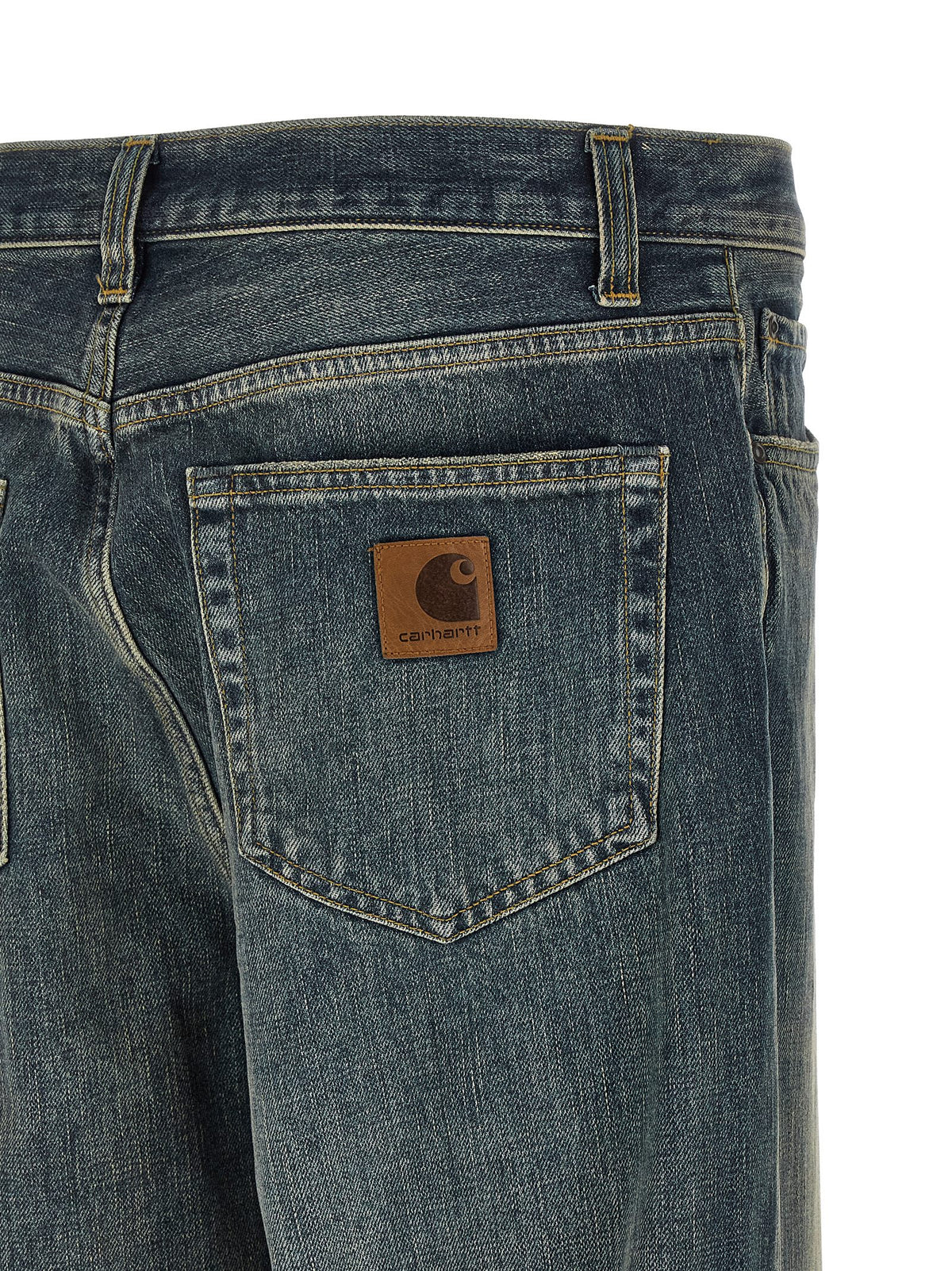 Gray Cotton Straight-Leg Jeans