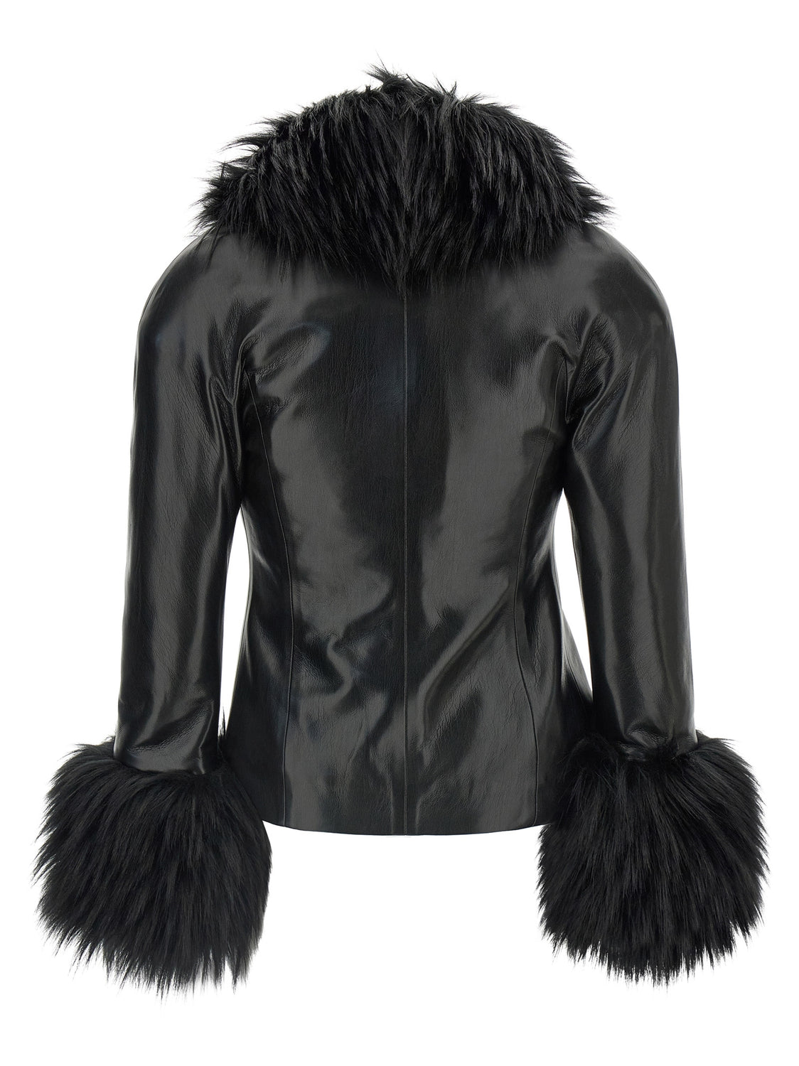 Black Polyester Leather Jacket
