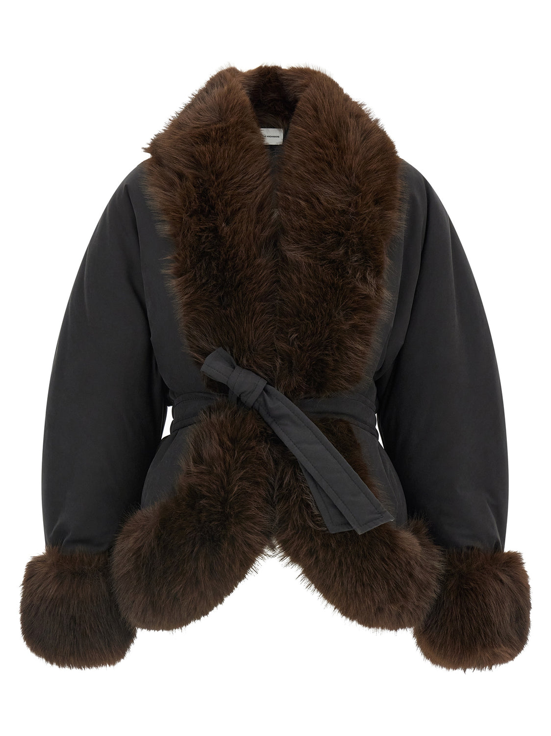 Black Polyester Full-Length Jacket
