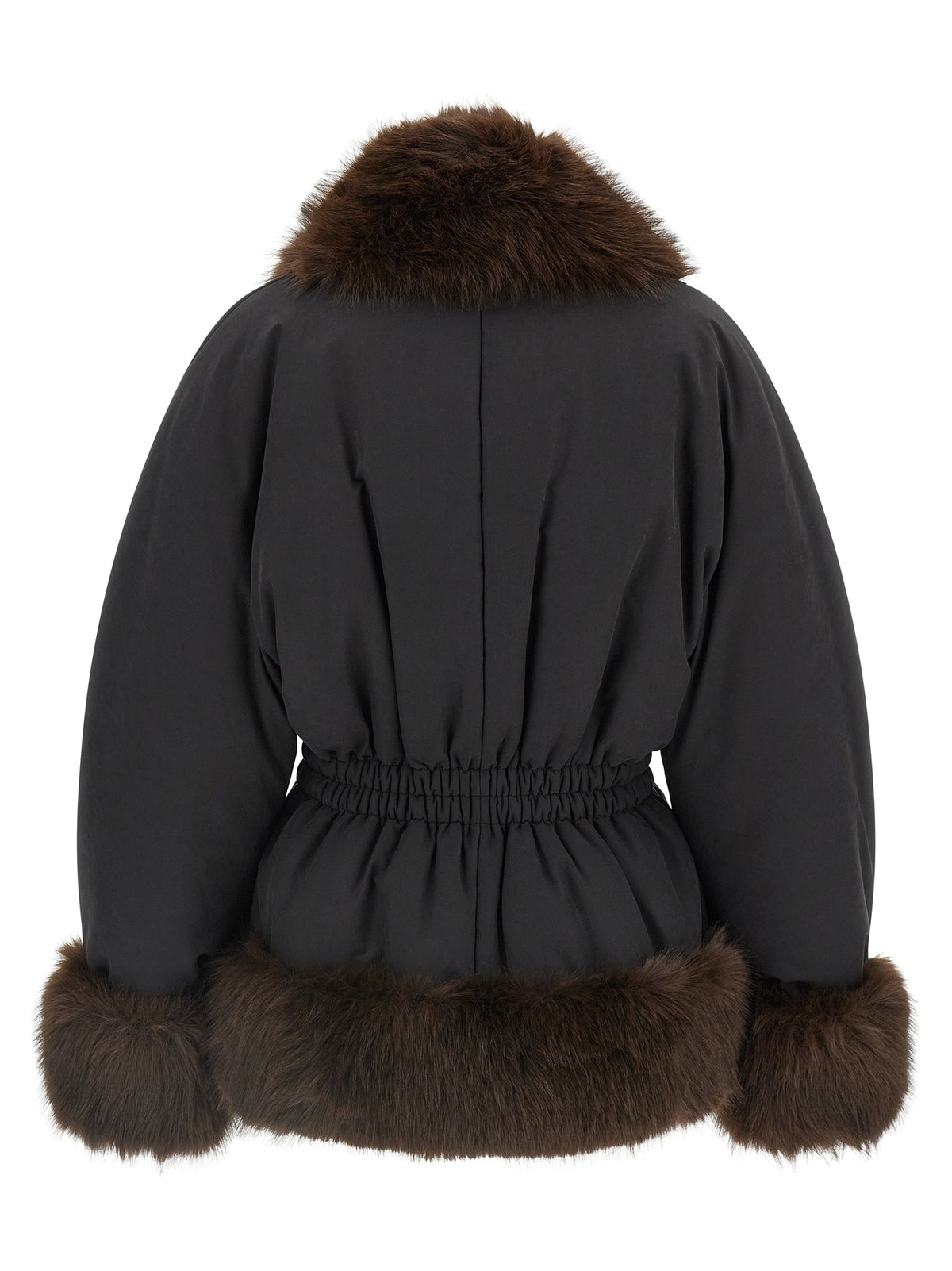 Black Polyester Full-Length Jacket