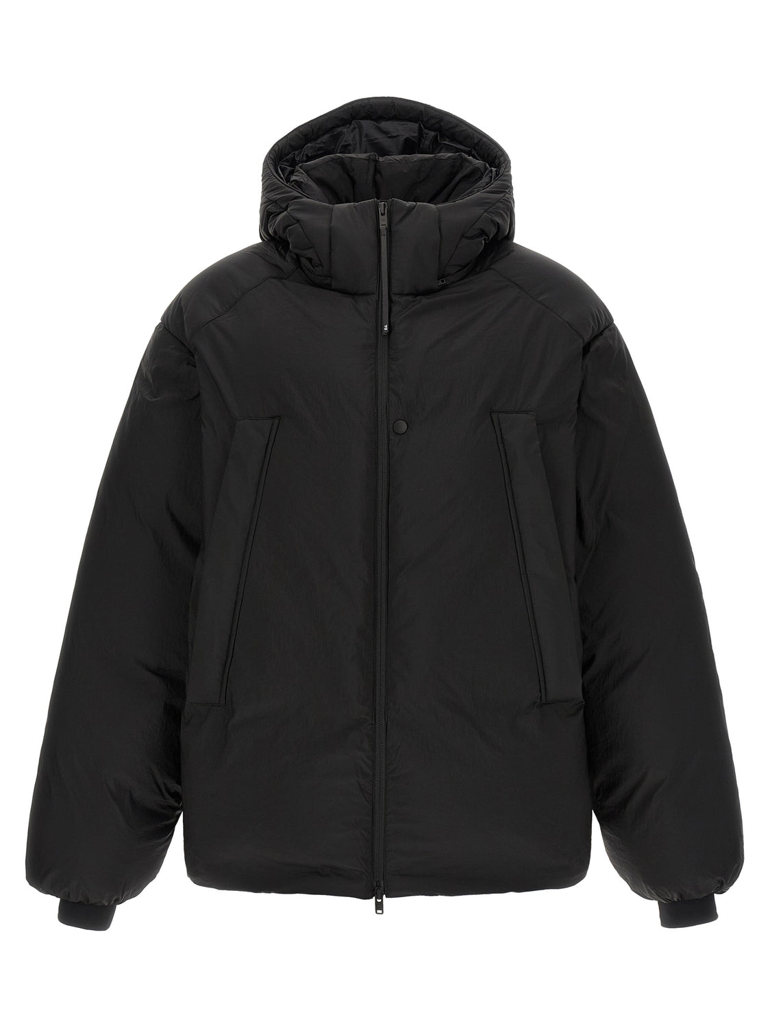 Black Recycled Polyamide Full-Length Jacket