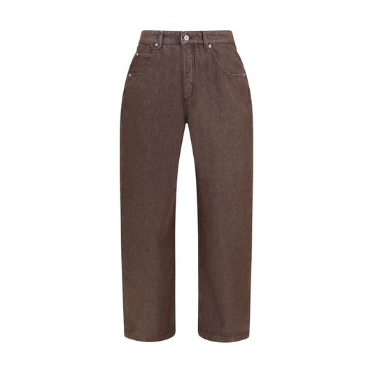 Brown Polyester Straight-Leg Jeans