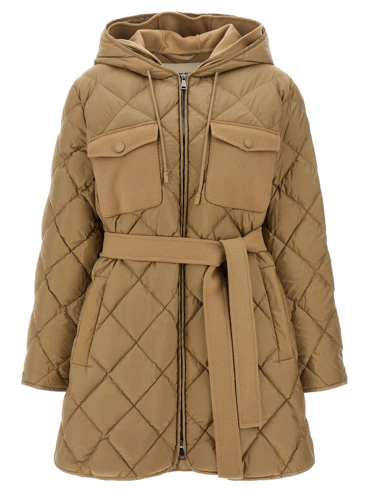 Beige Polyester Full-Length Jacket
