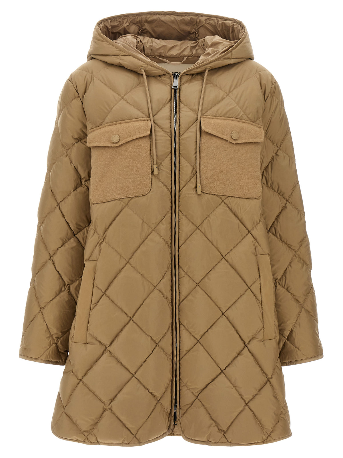Beige Polyester Full-Length Jacket