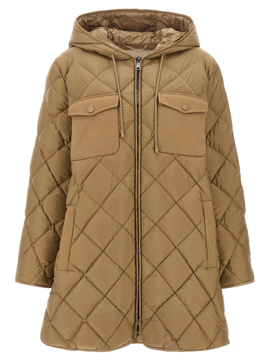 Beige Polyester Full-Length Jacket