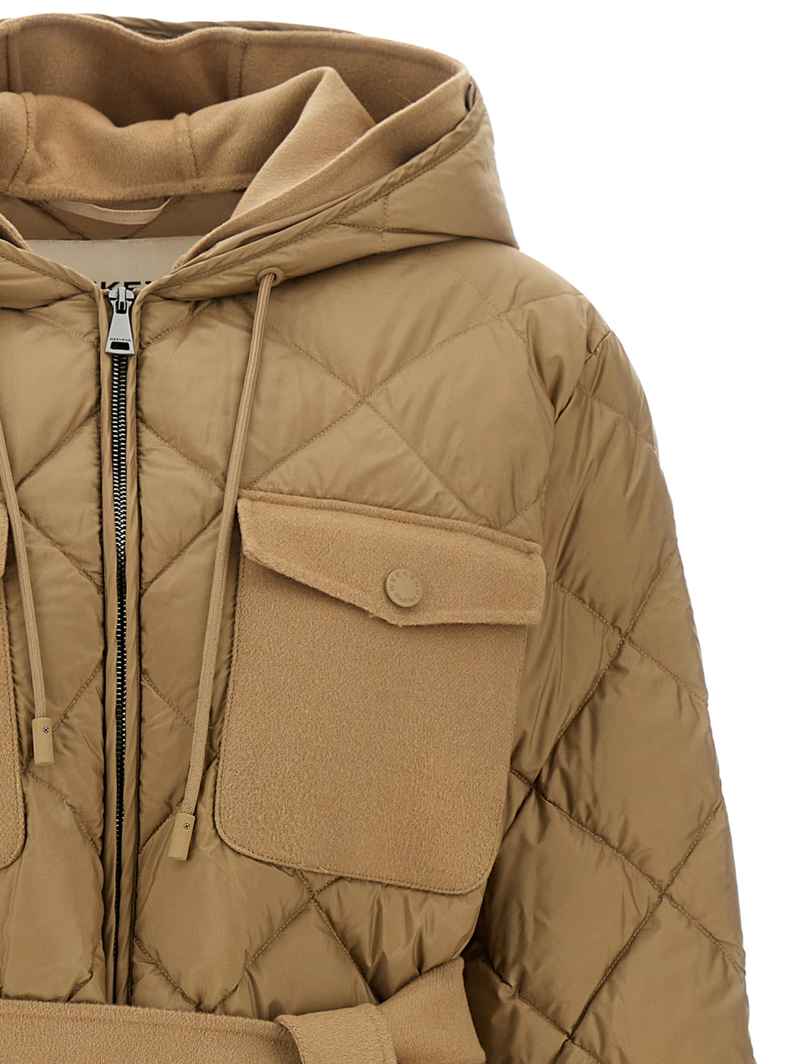 Beige Polyester Full-Length Jacket