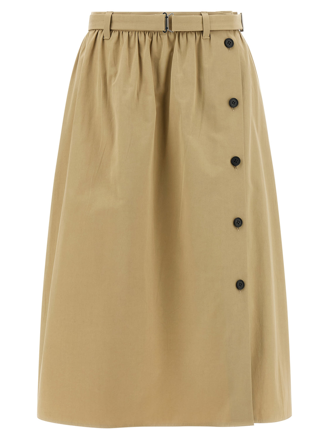 Beige Cotton Midi Skirt