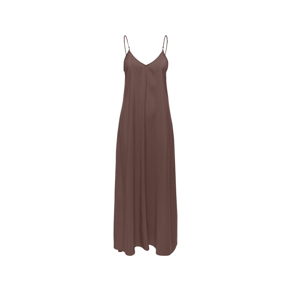 Brown Viscose Long Dress