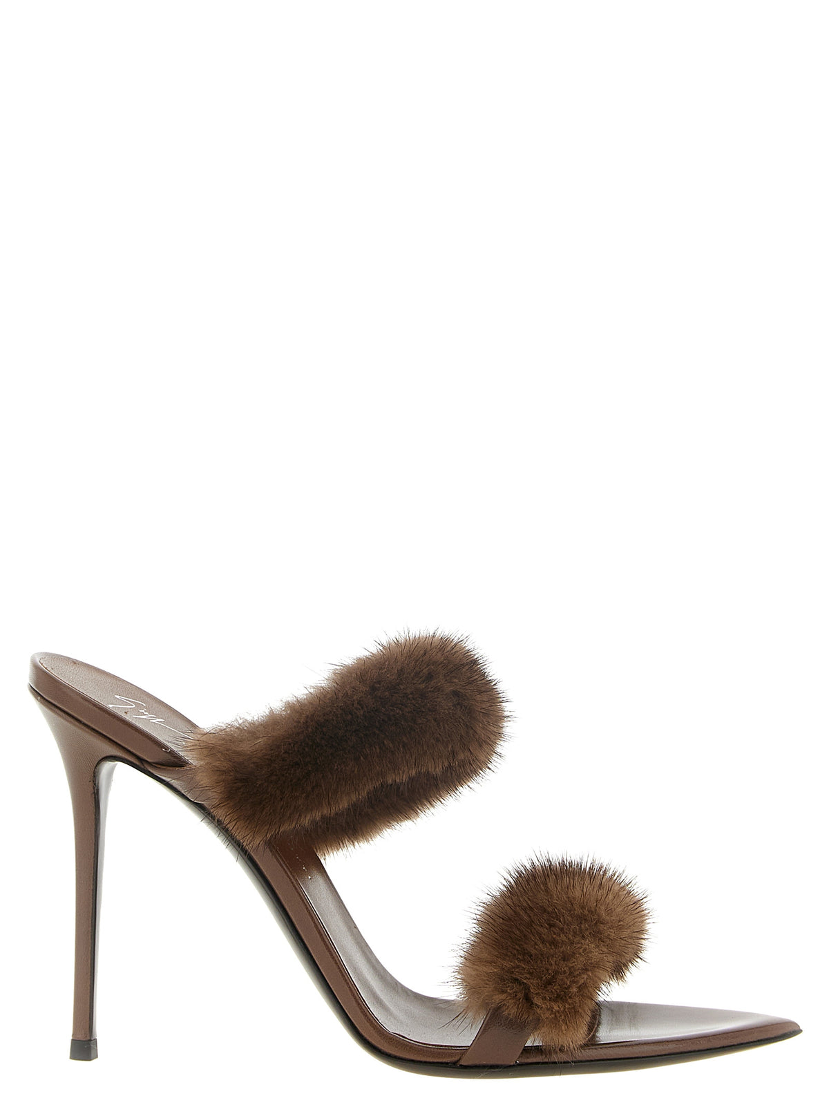 Brown Cowhide Stiletto Heel Sandals