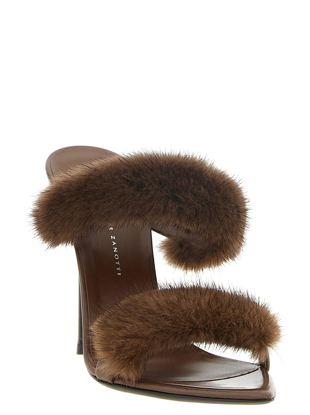 Brown Cowhide Stiletto Heel Sandals