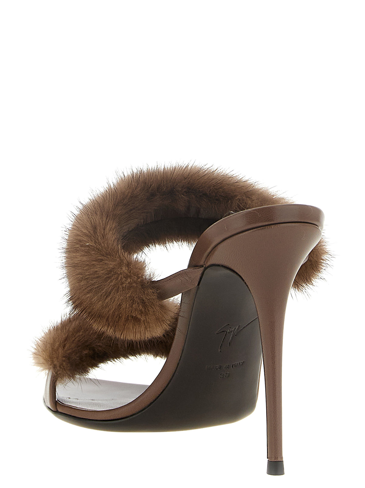 Brown Cowhide Stiletto Heel Sandals