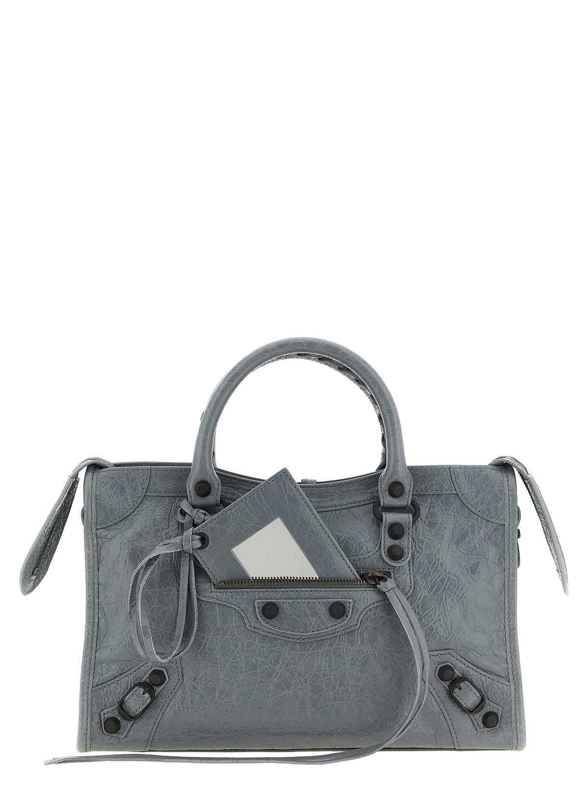 Gray Lamb Leather Handbag