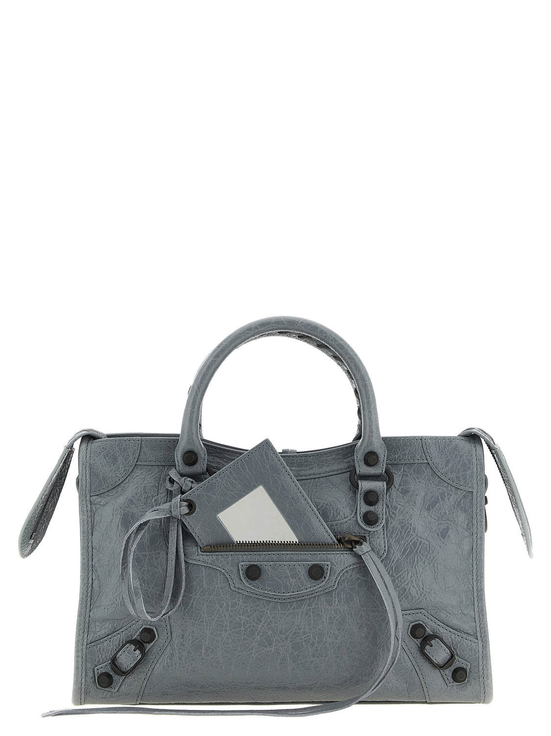 Gray Lamb Leather Handbag