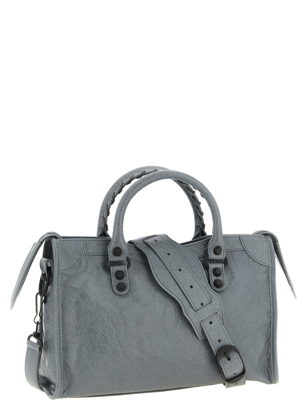 Gray Lamb Leather Handbag