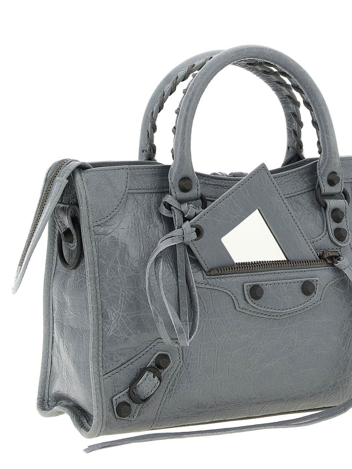 Gray Lamb Leather Handbag