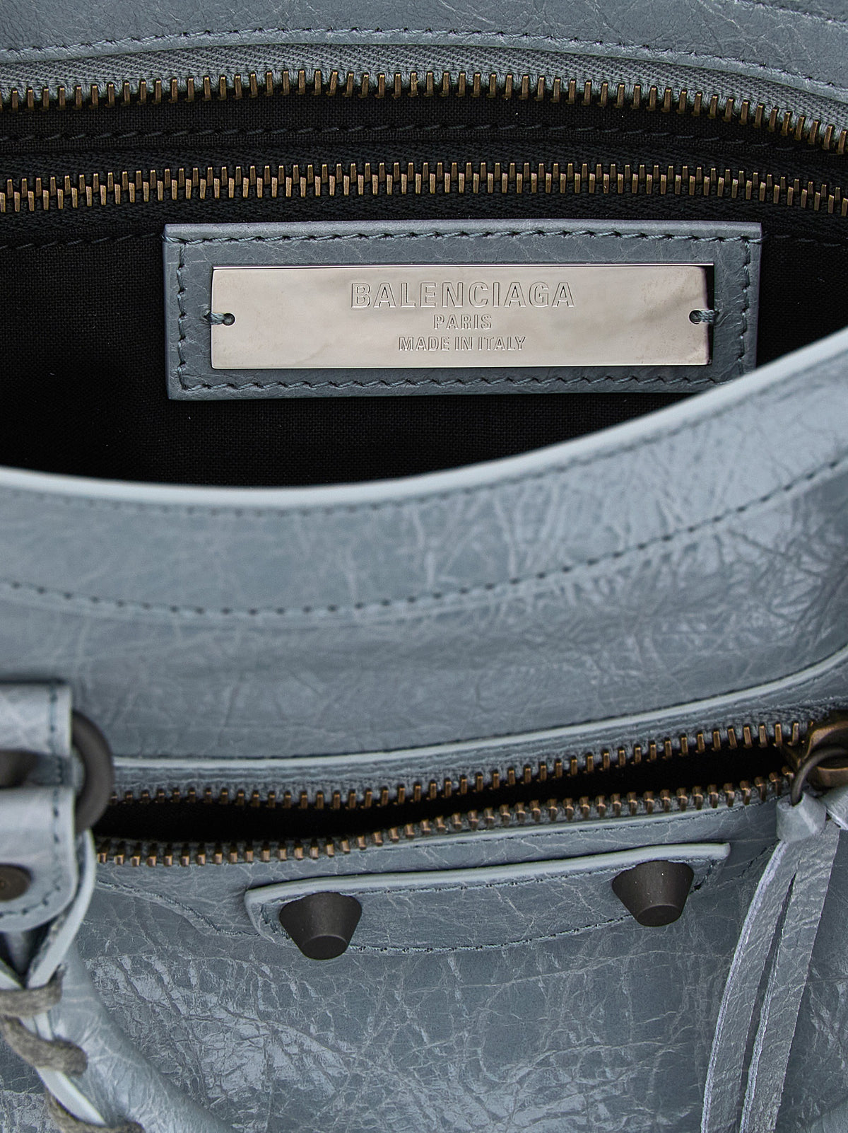 Gray Lamb Leather Handbag