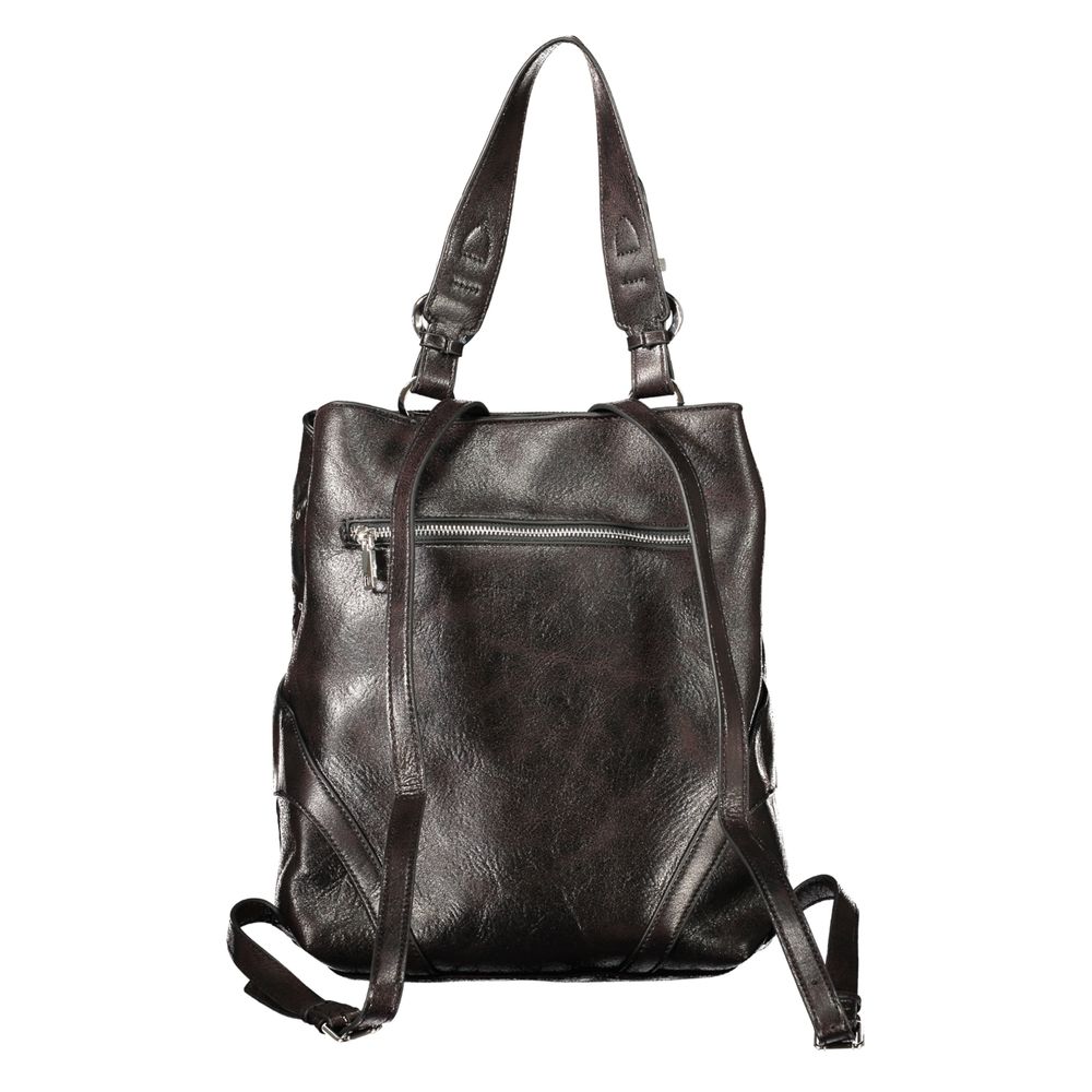 Black Polyurethane Women's Backpack