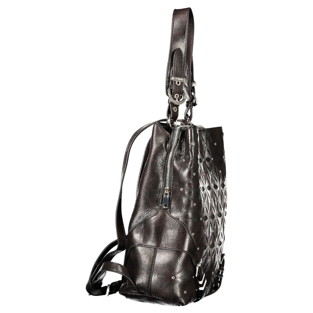 Black Polyurethane Women's Backpack