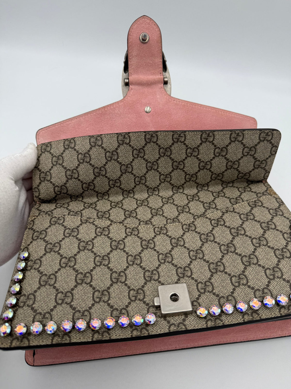 GUCCI DIONYSUS GG Supreme with Diamonds Handbag