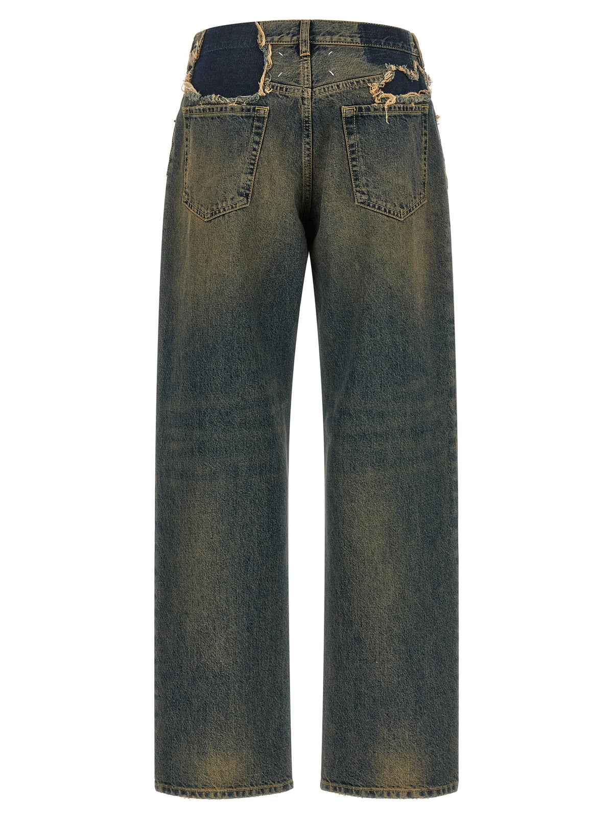 Blue Cotton Straight-Leg Jeans