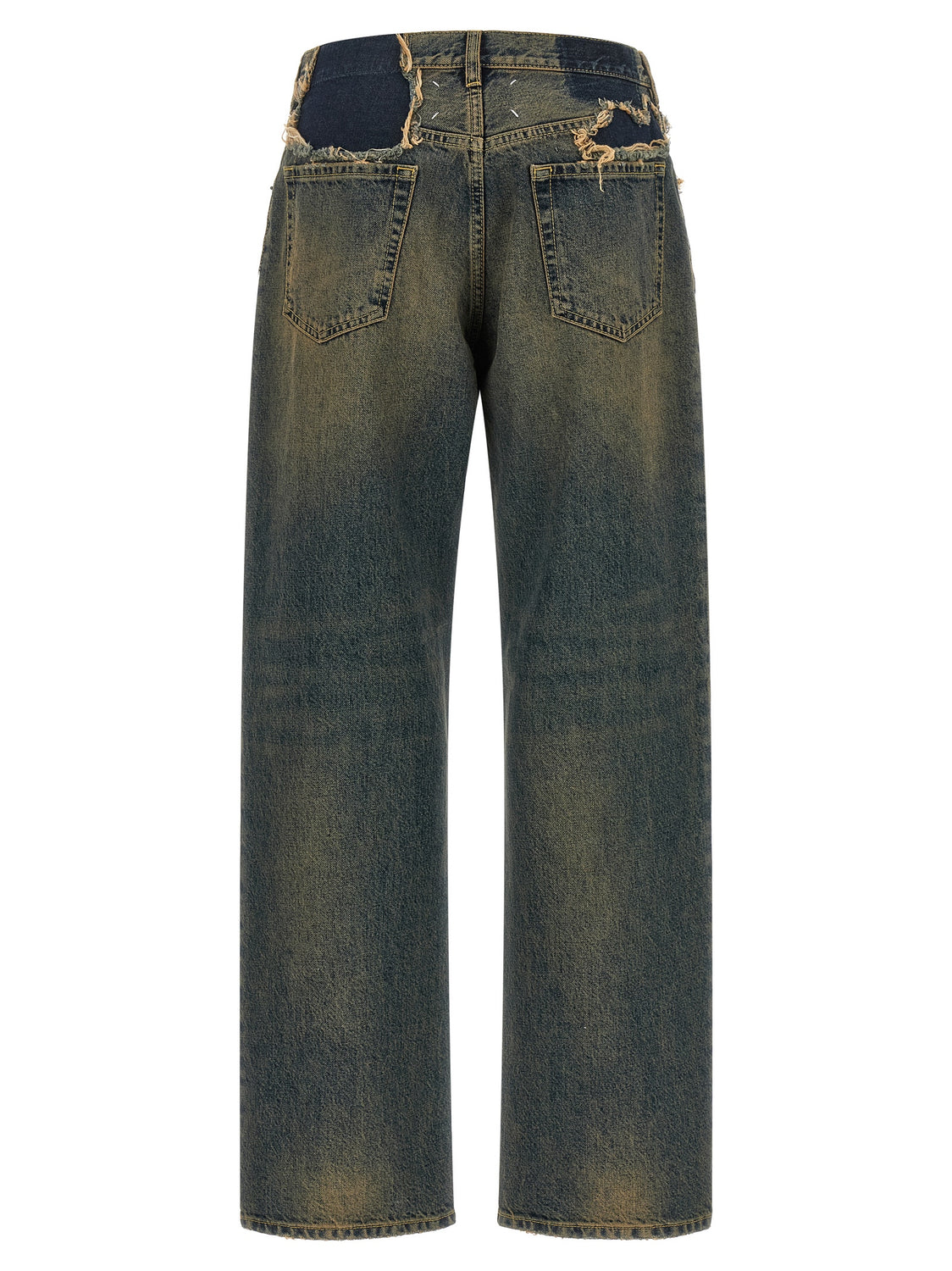 Blue Cotton Straight-Leg Jeans