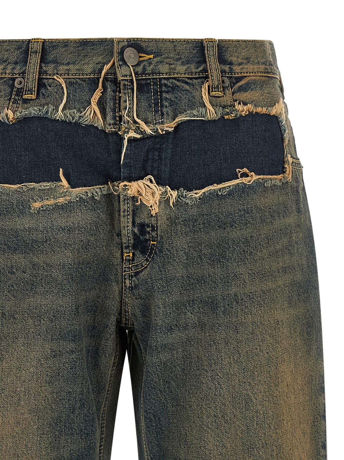 Blue Cotton Straight-Leg Jeans