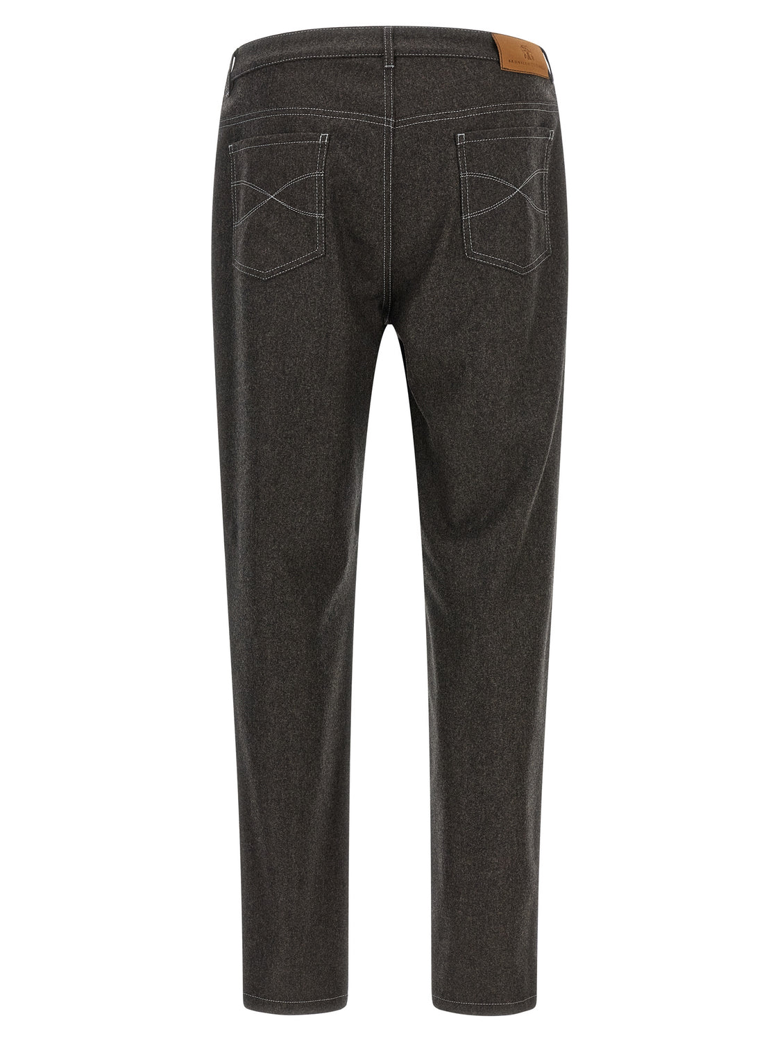 Gray Virgin Wool Casual Pants