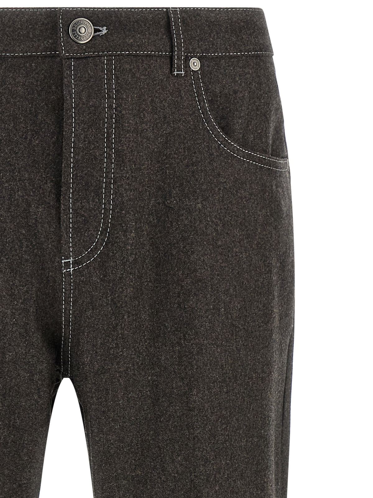Gray Virgin Wool Casual Pants