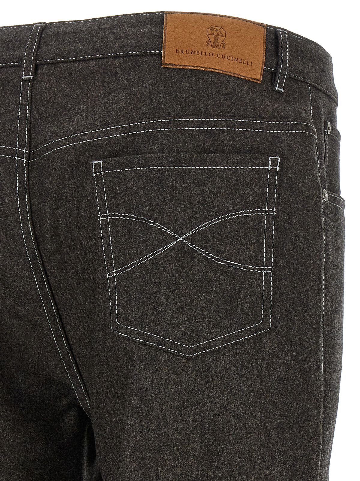 Gray Virgin Wool Casual Pants